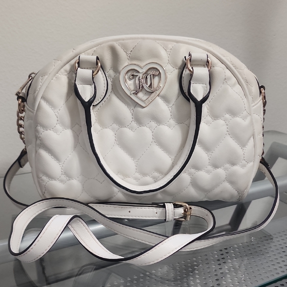 Juicy Couture Quilted White Heart Bag With Crossbody Strap